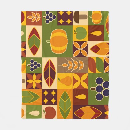 Bauhaus Autumn Geometric Natural Pattern Fleece Blanket
