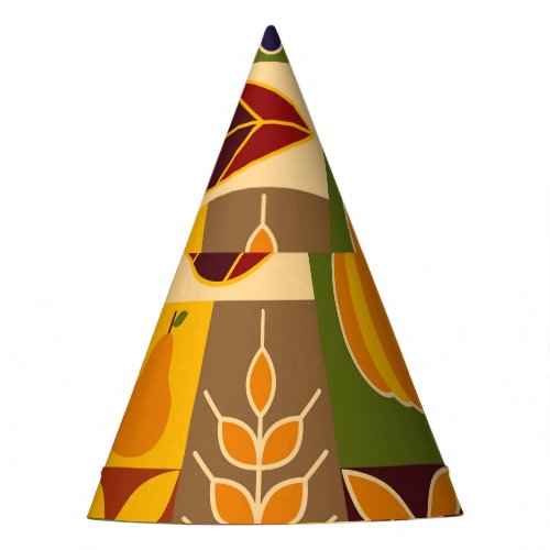Bauhaus Autumn Geometric Natural Pattern Party Hat