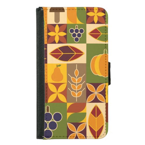 Bauhaus Autumn Geometric Natural Pattern Samsung Galaxy S5 Wallet Case