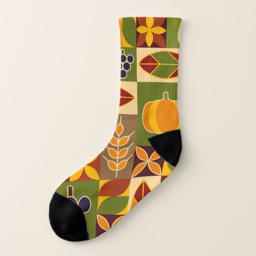 Bauhaus Autumn Geometric Natural Pattern Socks
