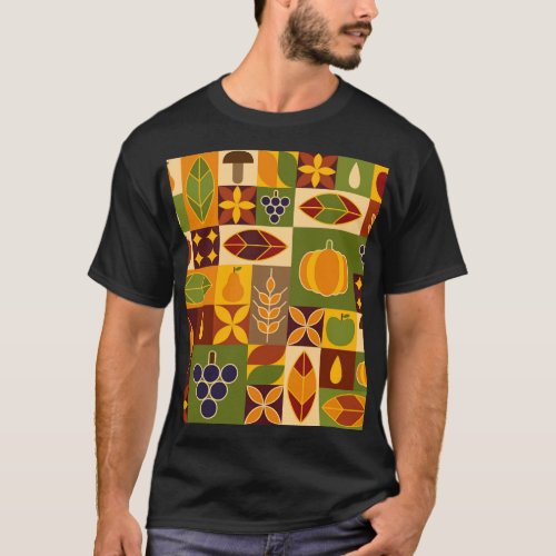 Bauhaus Autumn Geometric Natural Pattern T_Shirt