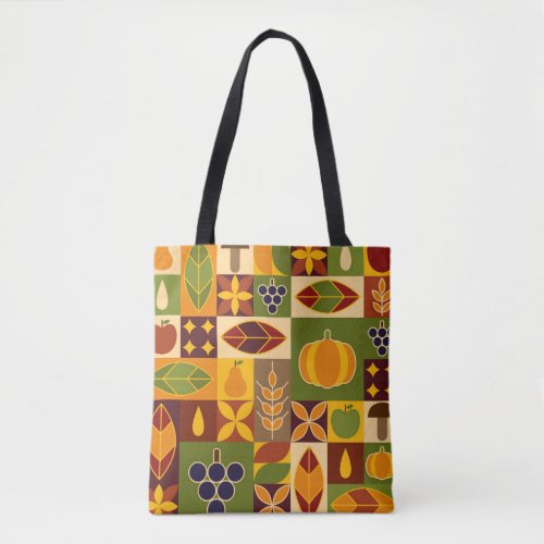Bauhaus Autumn Geometric Natural Pattern Tote Bag