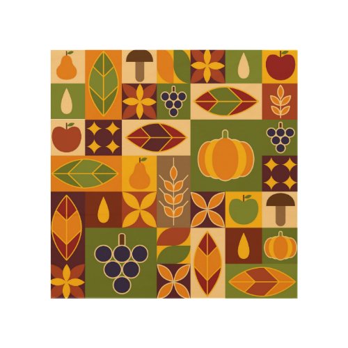 Bauhaus Autumn Geometric Natural Pattern Wood Wall Art