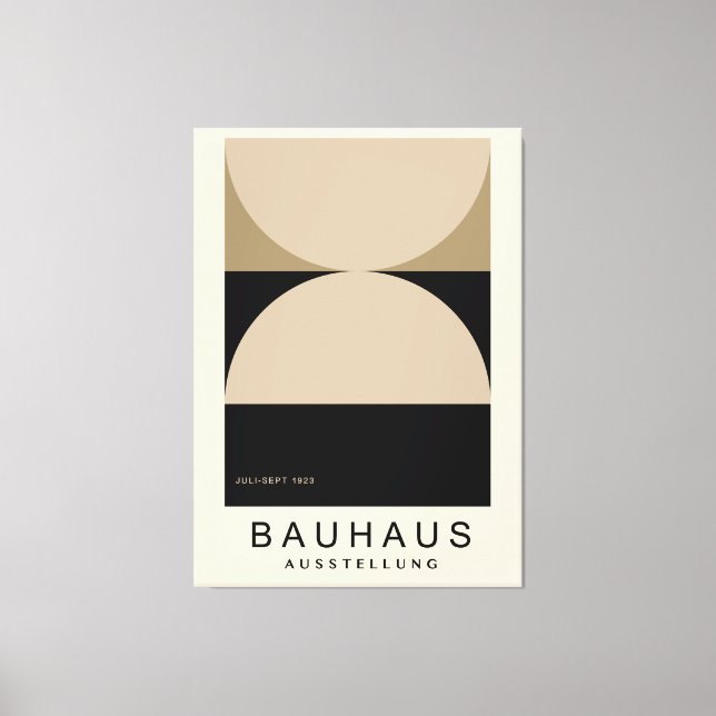 Bauhaus Beige Black Half Circle Modern Art Print (Front)