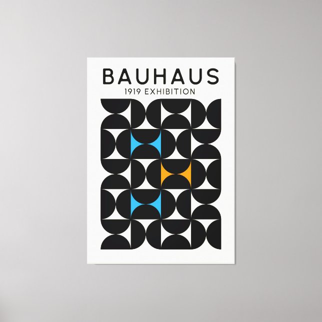 Bauhaus Black Geometric Grid Art Print 1919 (Front)