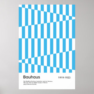 Bauhaus Blue Stripe Geometric Art Print 1923