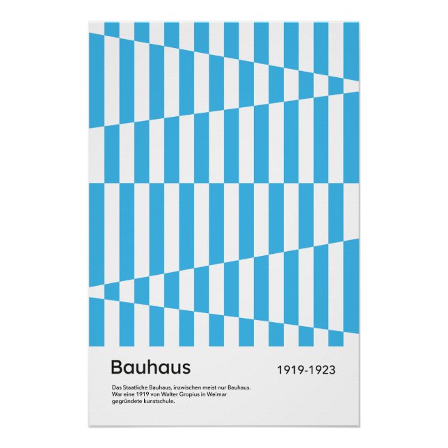 Bauhaus Blue Stripe Geometric Art Print 1923 (Front)