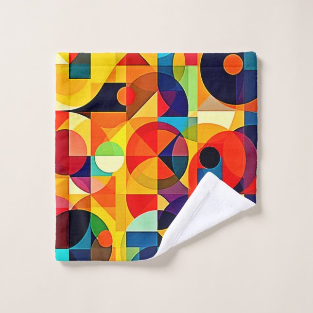 Bauhaus Color Geometry Design Bath Towel Set (Wash Cloth)