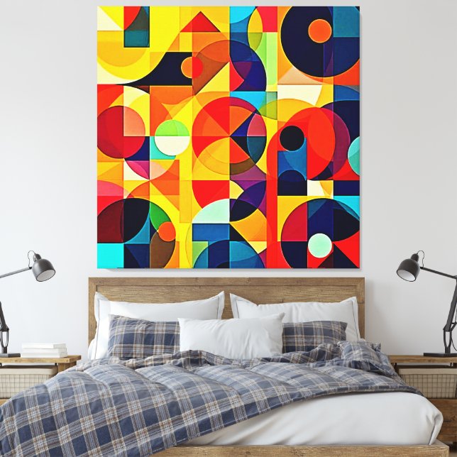 Bauhaus Color Geometry Design Canvas Print (Insitu(Bedroom))