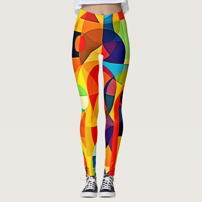 Bauhaus Color Geometry Design Leggings (Front)