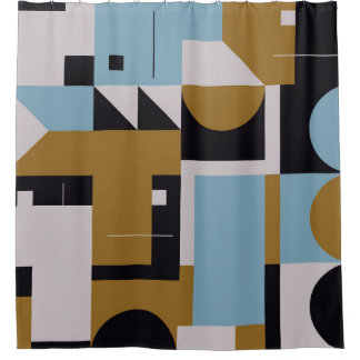 Bauhaus composition artwork made with abstract ele shower curtain