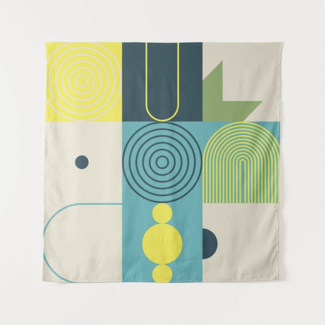 Bauhaus composition artwork made with abstract ele tapestry (Front)