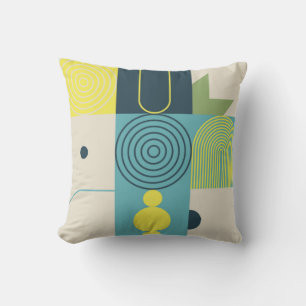 Bauhaus composition artwork made with abstract ele throw pillow