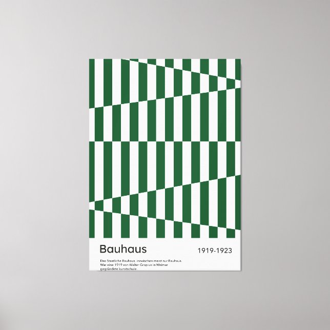 Bauhaus Dark Green Stripe Grid Art Print 1923 (Front)