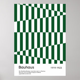 Bauhaus Dark Green Stripe Grid Art Print 1923