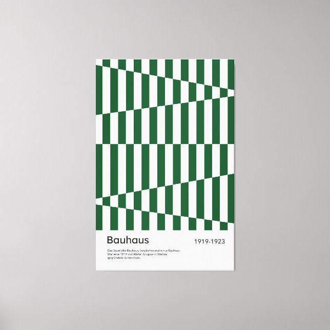 Bauhaus Dark Green Stripe Grid Art Print 1923 (Front)