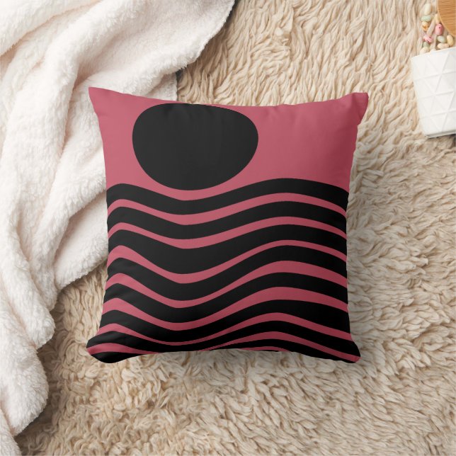 Bauhaus Deep Pink Abstract Throw Pillow (Blanket)