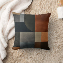Bauhaus Earthy Geometric Block Pattern Pillow