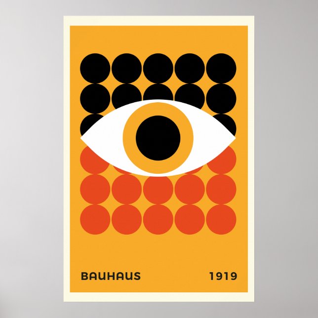 Bauhaus Eye Geometric Art Print Orange 1919 (Front)