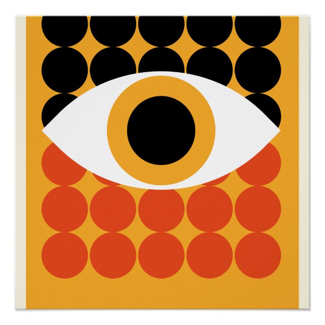 Bauhaus Eye Geometric Art Print Orange 1919 (Front)