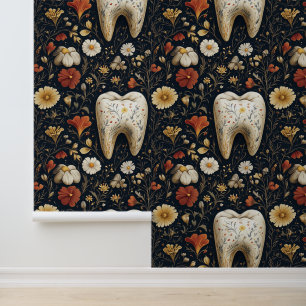 Bauhaus Flowered Tooth Dental Clinic Wall Decor Wallpaper