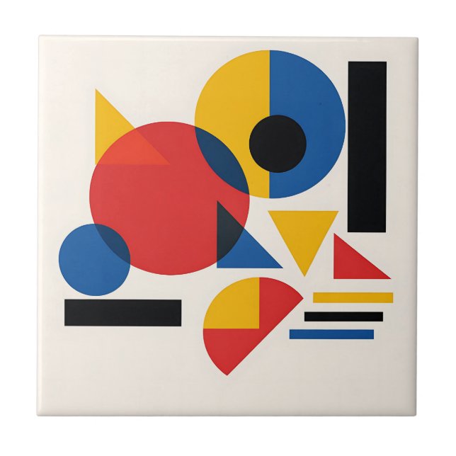 Bauhaus Geometric Abstract Composition Ceramic Tile (Front)