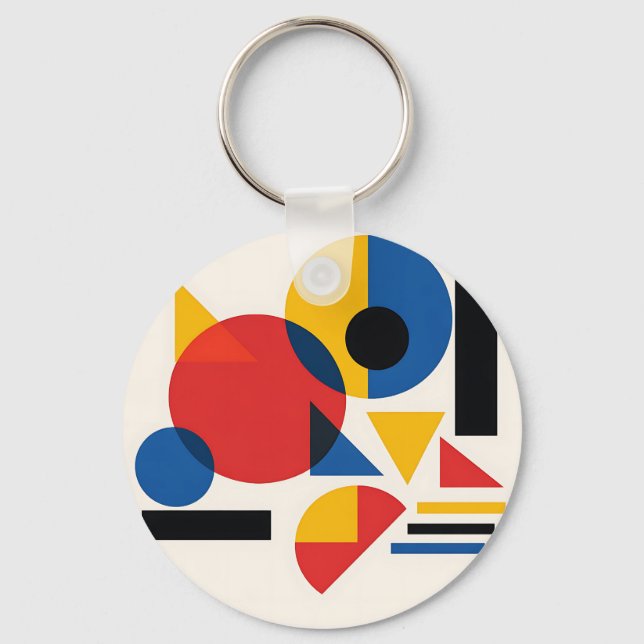 Bauhaus Geometric Abstract Composition Keychain (Front)