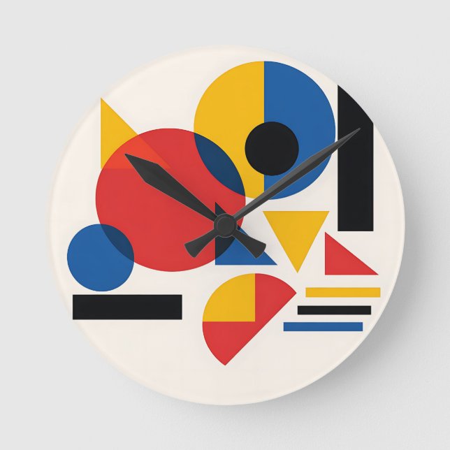 Bauhaus Geometric Abstract Composition Round Clock (Front)