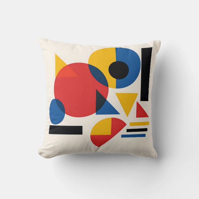 Bauhaus Geometric Abstract Composition Throw Pillow (Front)