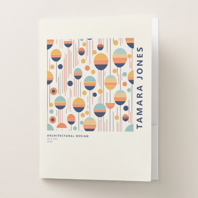 Bauhaus Geometric Abstract Pattern#1 ID1068 Pocket Folder (Front)