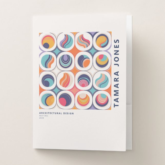 Bauhaus Geometric Abstract Pattern#2 ID1068 Pocket Folder (Front)