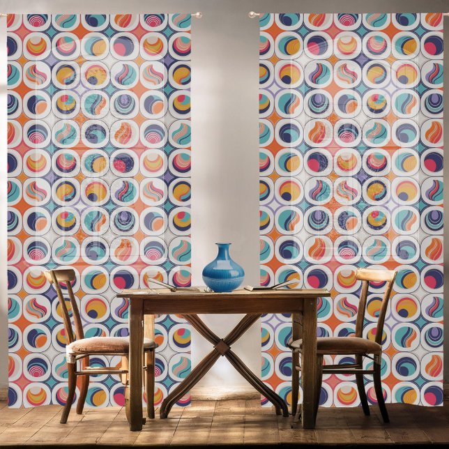 Bauhaus Geometric Abstract Pattern#2 ID1068 Sheer Curtains (Creator Uploaded)