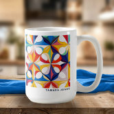 bauhaus pattern abstract geometric art painting mo Two-Tone coffee mug |  Zazzle