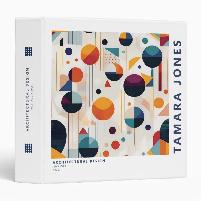 Bauhaus Geometric Abstract Pattern#5 ID1068 3 Ring Binder (Front/Spine)