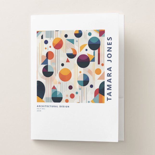 Bauhaus Geometric Abstract Pattern#5 ID1068 Pocket Folder (Front)