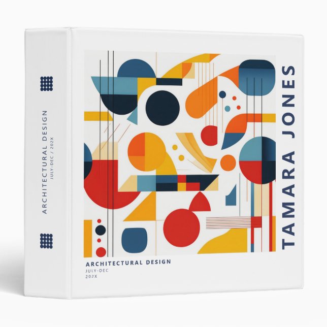 Bauhaus Geometric Abstract Pattern#6 ID1068 3 Ring Binder (Front/Spine)