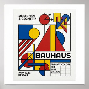 Bauhaus Geometric Composition Square Poster