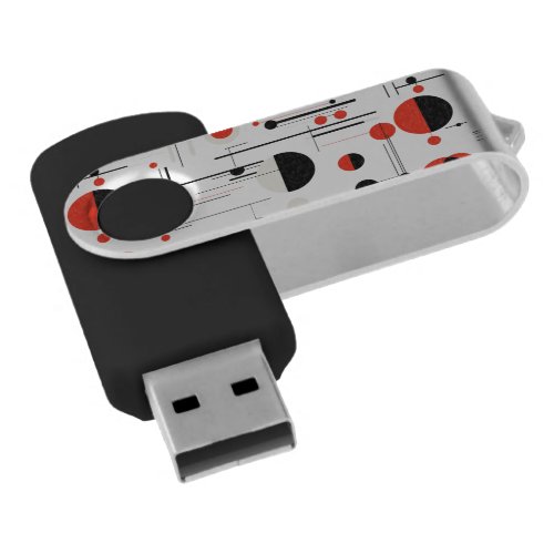 Bauhaus geometric shapes in black red on white flash drive