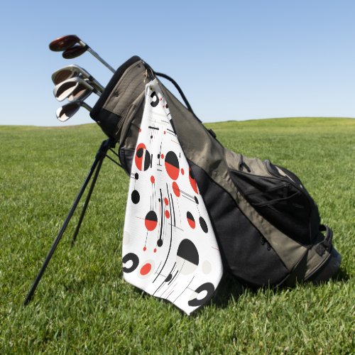 Bauhaus geometric shapes in black red on white golf towel