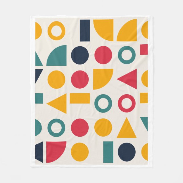 Bauhaus Geometric Shapes Seamless Pattern Fleece Blanket (Front)