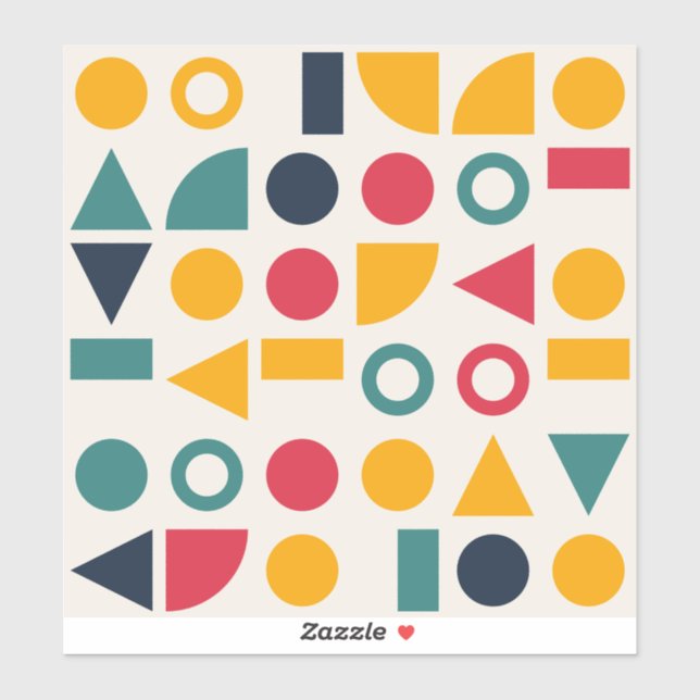 Bauhaus Geometric Shapes Seamless Pattern Sticker (Sheet)