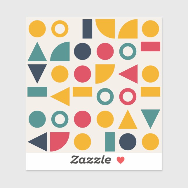 Bauhaus Geometric Shapes Seamless Pattern Sticker (Sheet)