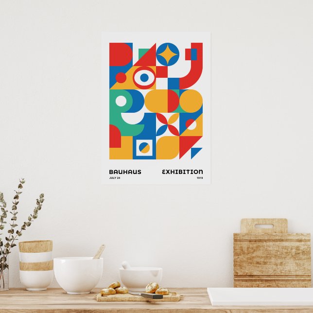 Bauhaus Geometric Wall Art Bold Colors (Kitchen)