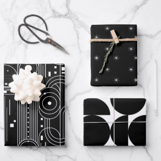 Bauhaus geometry-black and white -minimal  wrapping paper sheets