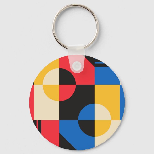 Bauhaus Geometry Pattern Keychain (Front)