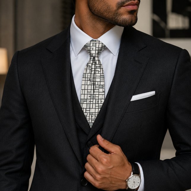 Bauhaus Gray Geometric Neck Tie (Creator Uploaded)