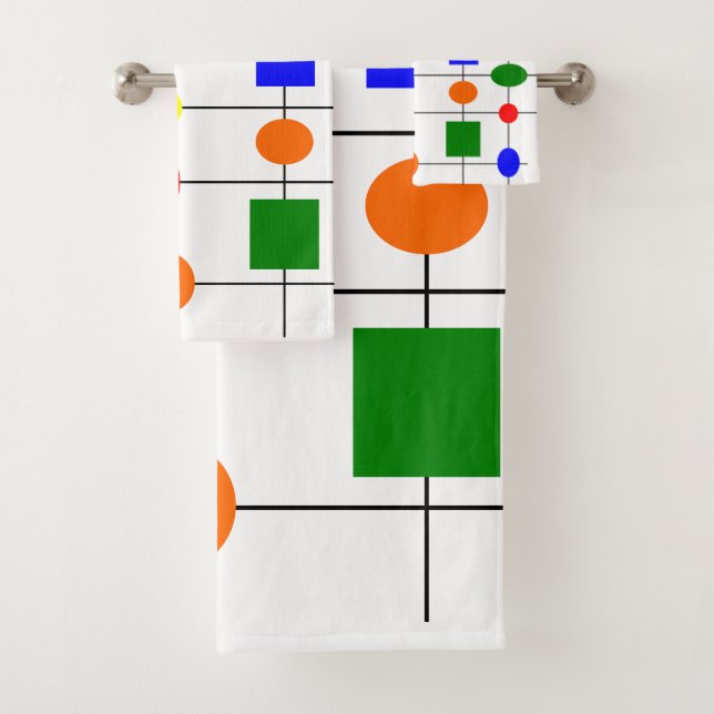 Bauhaus Grid Bath Towel Set (Insitu)