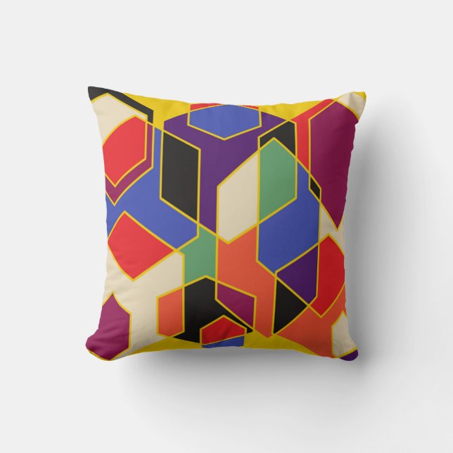 Bauhaus Hexagons Throw Pillow (Front)