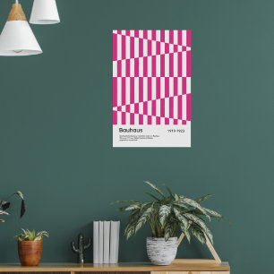 Bauhaus Hot Pink Stripe Geometric Art Print
