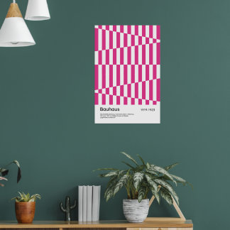 Bauhaus Hot Pink Stripe Geometric Art Print